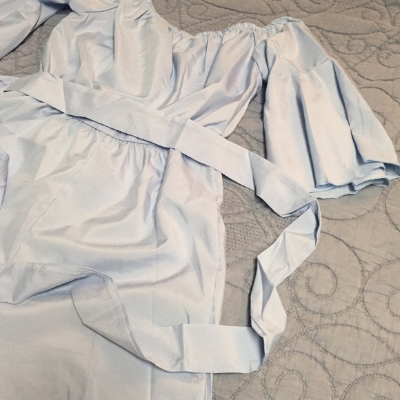 NWTđź’•Boho Festival Off Shoulder Blue Gray Romper - Picture 5 of 6